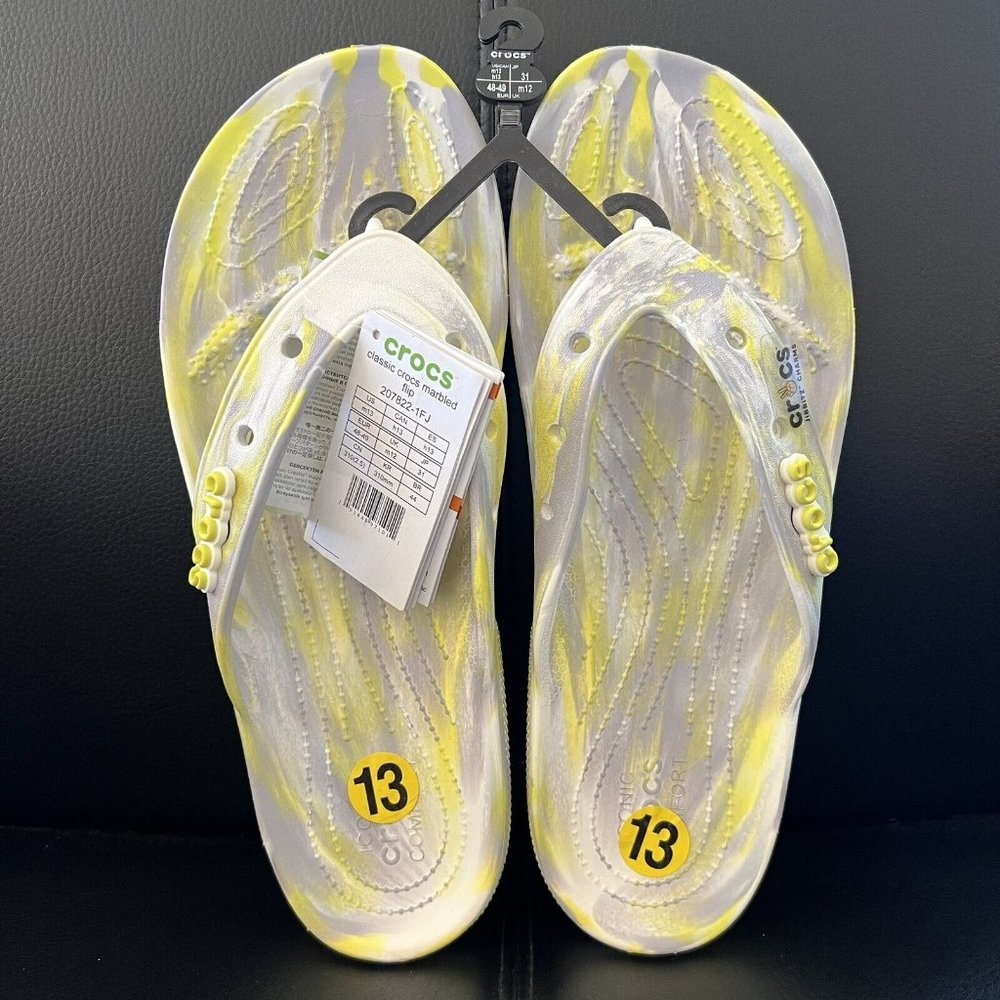 Crocs Sandals Classic Marbled Tie-Dye Flip 207822 066 Slip-On Men's Size 13